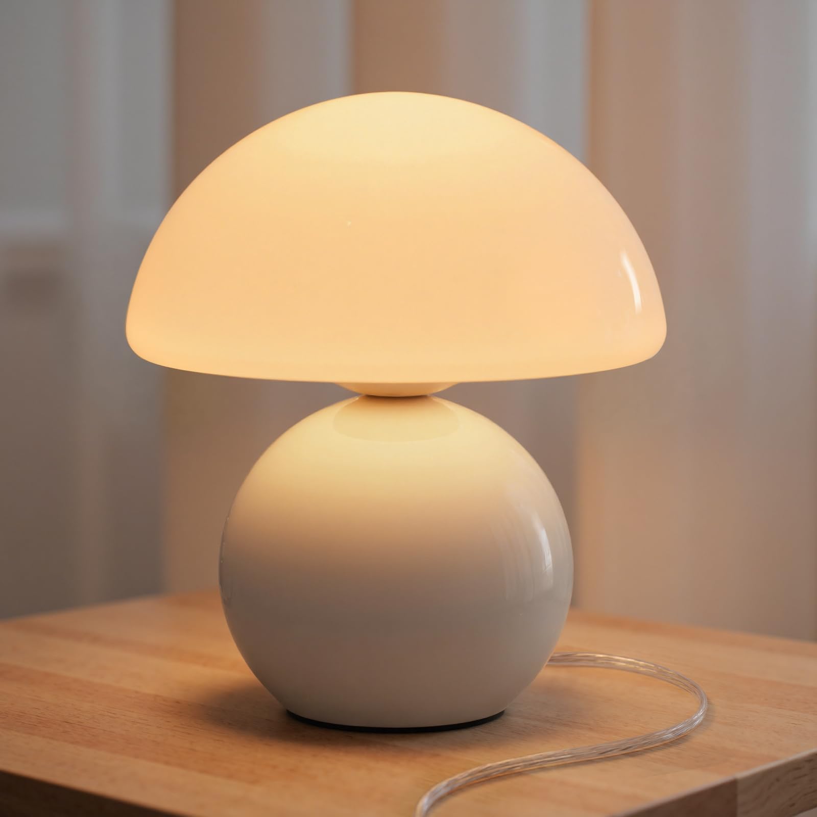 NIORSUN Mushroom Lamp,Table Lamp for Bedroom,Small Bedside Table Lamps for Living Room,Mini Mushroom Lamp Modern (White)