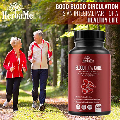 image for HerbaMe Blood Circulation Supplement, 120 Capsules, Supports Leg Vein,
