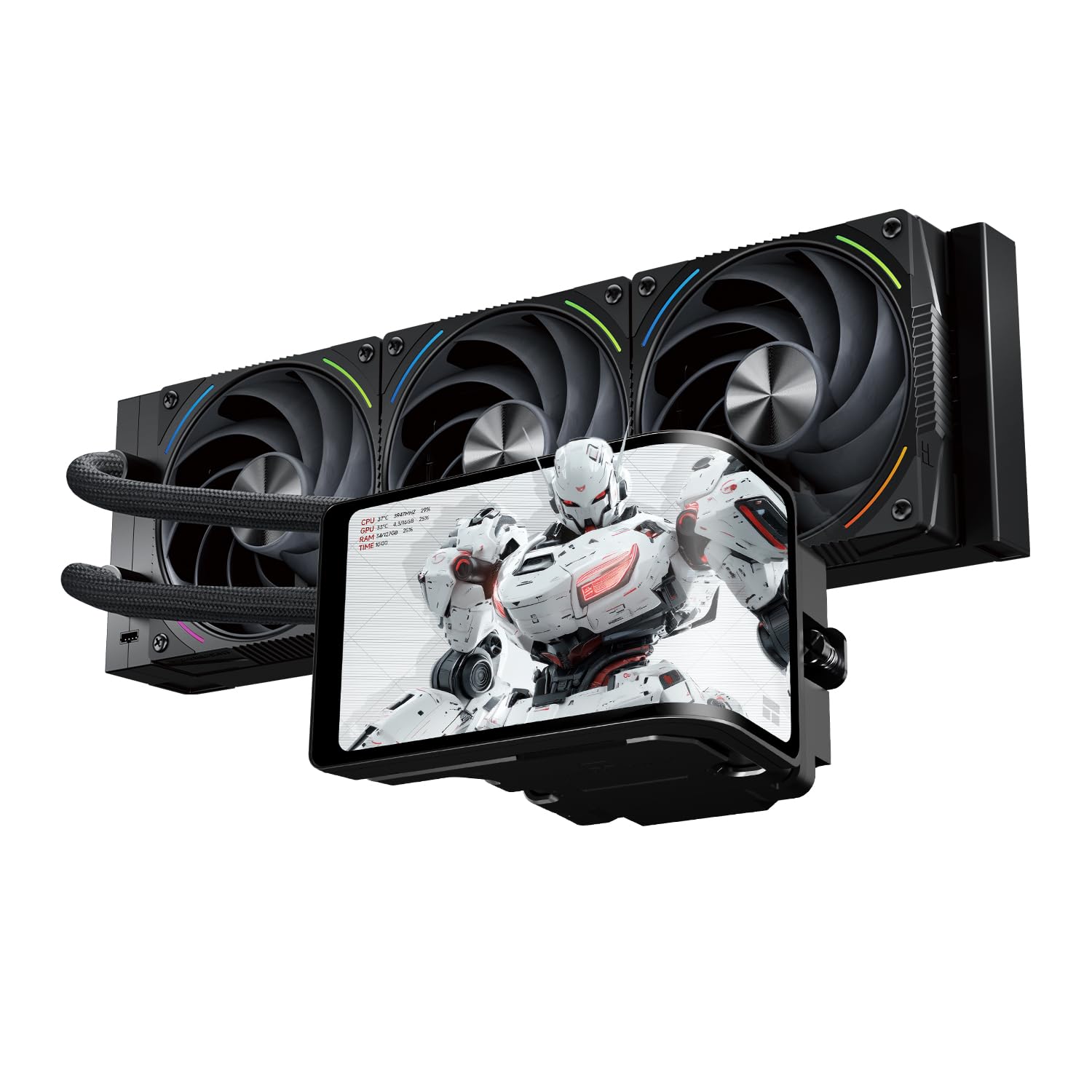 TR Thermalright Wonder Vision 360 Turbo ARGB Black Liquid CPU Cooler, schermo curvo 3D da 6,67" con risoluzione magnetica 2400 x 1080, 360 mm Aio, per AM5, LGA1851/1700