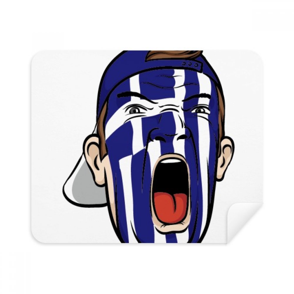 Greece Flag Makeup Head Screang Cap Cleaning Cloth Screen Cleaner 2pcs Suede Fabric