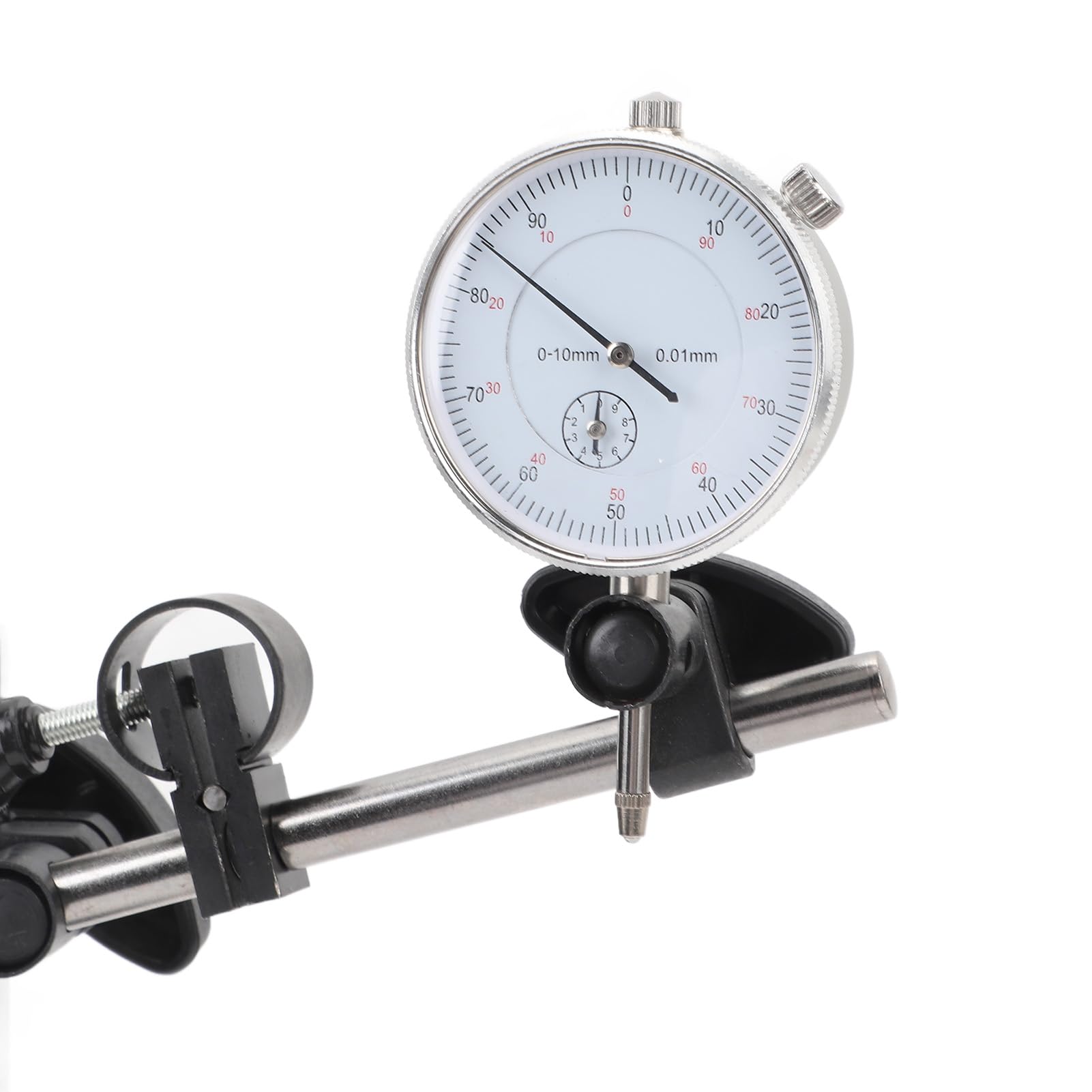 Comparador de Carátula con Base Magnética - Medidor de Alta Precisión (Precisión de 0,01 mm, Rango de 0-10 mm), Fuerza de Tracción de 80 kg con Ajuste Fino