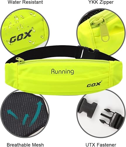 Miniatura 5 de Gox Riñonera para hombres Correr Bolsa Cinturón, Soporte para teléfono Riñonera Deporte Senderismo Caminar Viajes (verde)