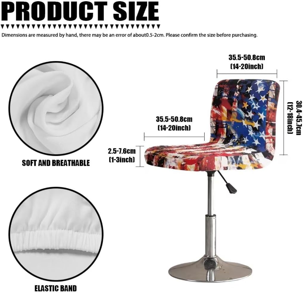 4Pcs Seat Covers for Stools,American Flag Bar Stool Seat Covers Slipcovers Elastic Washable Chair Cover for Kitchen Island Stools Stain Covers