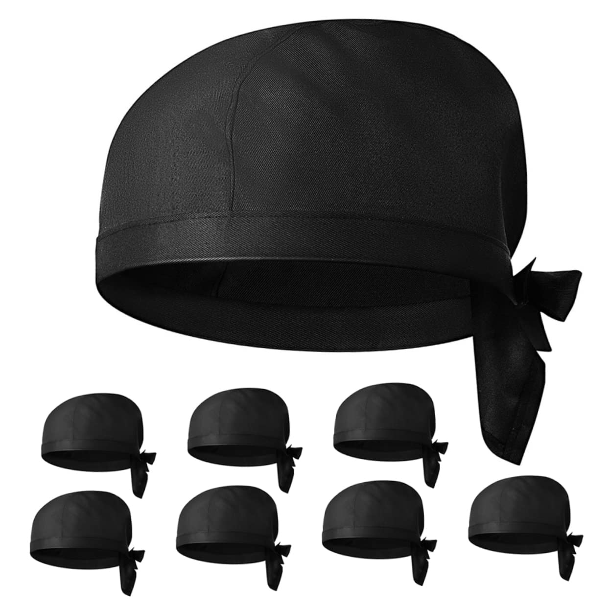 VALICLUD 8 Gorros de Chef Negros de Algodón Estilo Japonés, Cómodos y Elásticos para Cocineros en Restaurante y Cafetería