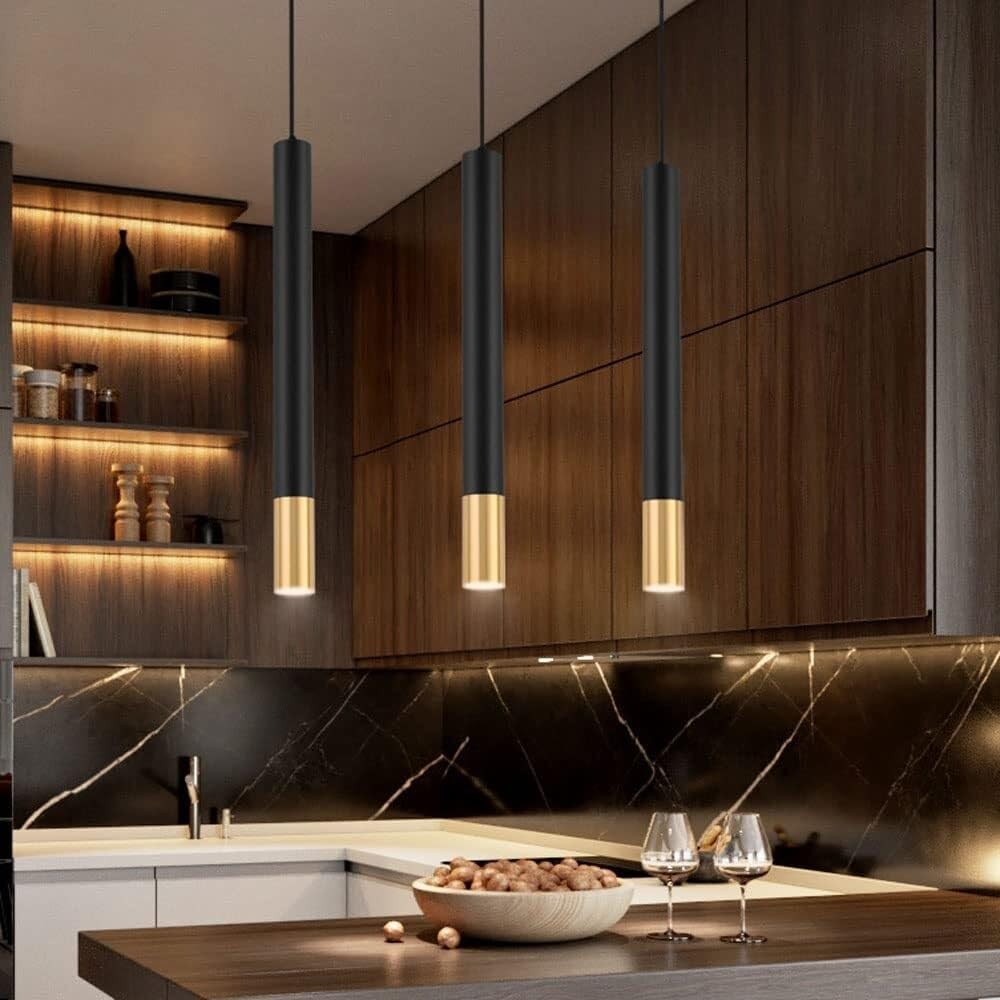 Lámpara de Araña Led Moderna de Tubo Largo, Regulable, para Isla de Cocina, Altura Ajustable, Ideal para Bares, Recepciones de Hoteles Y Casas de Campo.