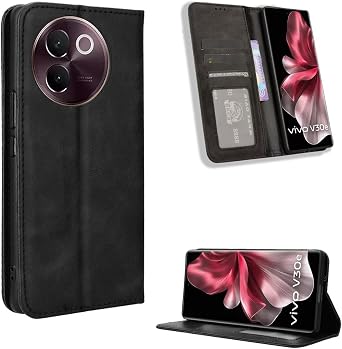Compatible with Vivo V40 Lite 5G Phone Protective Case,Flip Leather Wallet Cover Compatible with Vivo V30e 5G V2339 / V40 Lite 5G Cameraless Case Black