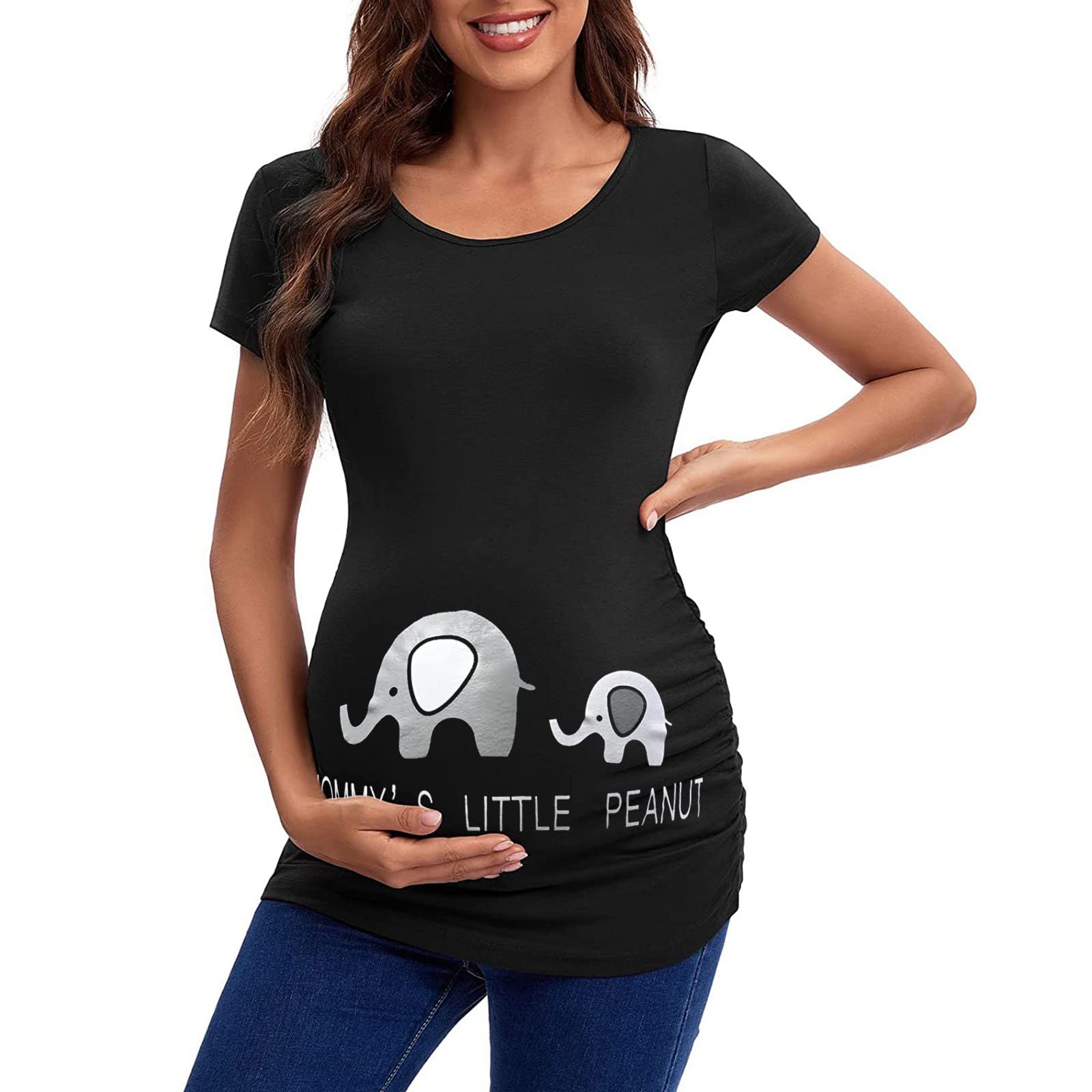Umstands Tshirt Lustig Umstandsmode Tshirt Mit Spruch Footprint Umstandsmode Oberteil Sommer Kurzarm Große Größen Elegant Casual