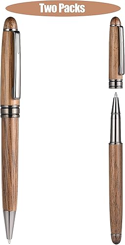 Miniatura 2 de Juego de 2 bolígrafos de madera, bolígrafos de madera elegantes y bolígrafos de punta redonda para hombres, 4 recambios de tinta adicionales (2