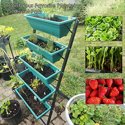 Usego Vertical Raised Garden Bed With Wheels 5 Tiered Elevated Planter Raised Bed With Drainage Container Metal Elevated Herb Planter Box For Vegetables Flowers Growing Outdoor Indoor Patio Balcony #TOP6