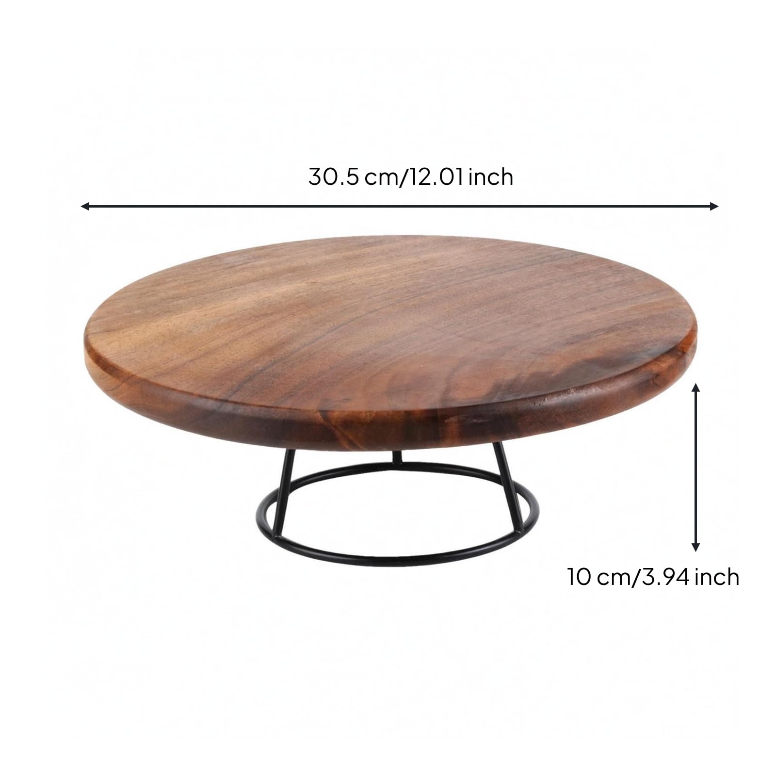 F Fityle Tabla para Servir Pizza Plato para , 12 Pulgadas , Tabla De Pizza De 12 Pulgadas + Soporte Madera De Nogal Maciza , Altura Del Soporte 10 Cm