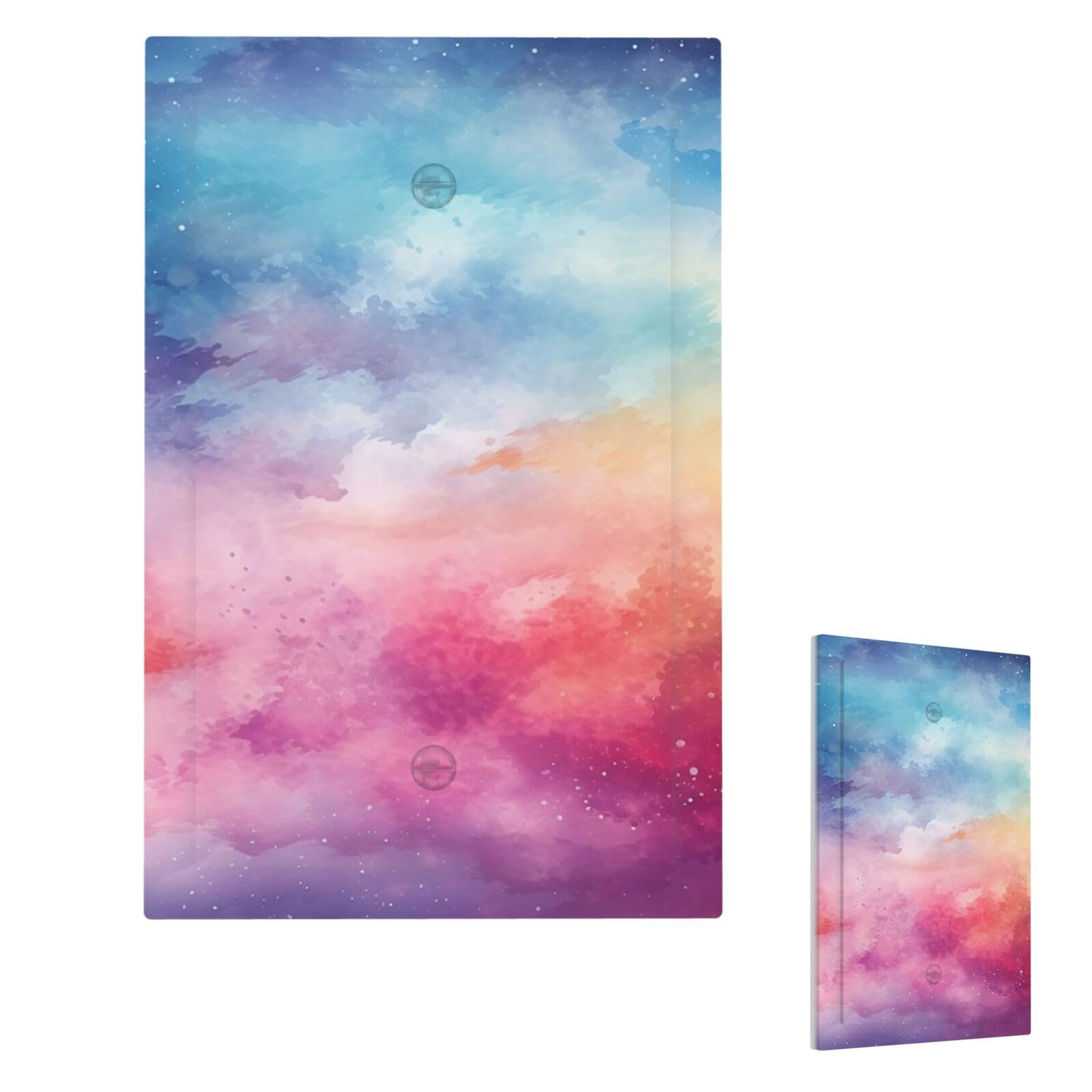 Watercolor Background Wall Plate Cover Single Blank, Modern Decorative Light Switch Cover Unbreakable Receptacle Outlet Covers for Living Room Bedroom Decor