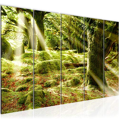 Runa Art Cuadro XXL Bosque paisaje 200 x 80 cm Verde 5 Piezas - Made in Germany - 610955a