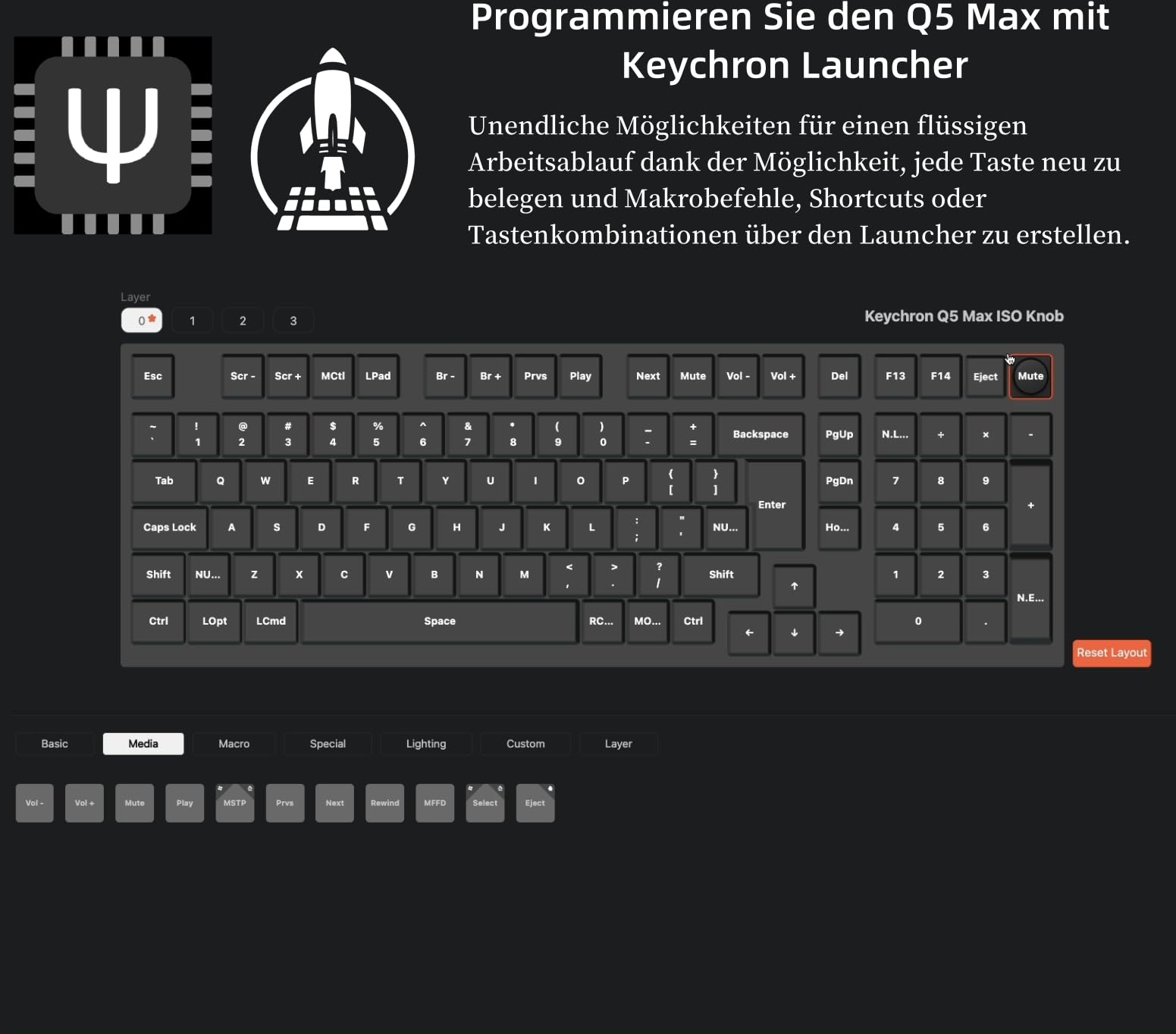 Keychron Q5 Max Kabellose Mechanische Tastatur,2.4 GHz Bluetooth QMK Voll-Aluminium 96% DE-ISO Layout RGB Hot-swappable Gateron Brauner Switch Für Mac Windows Linux