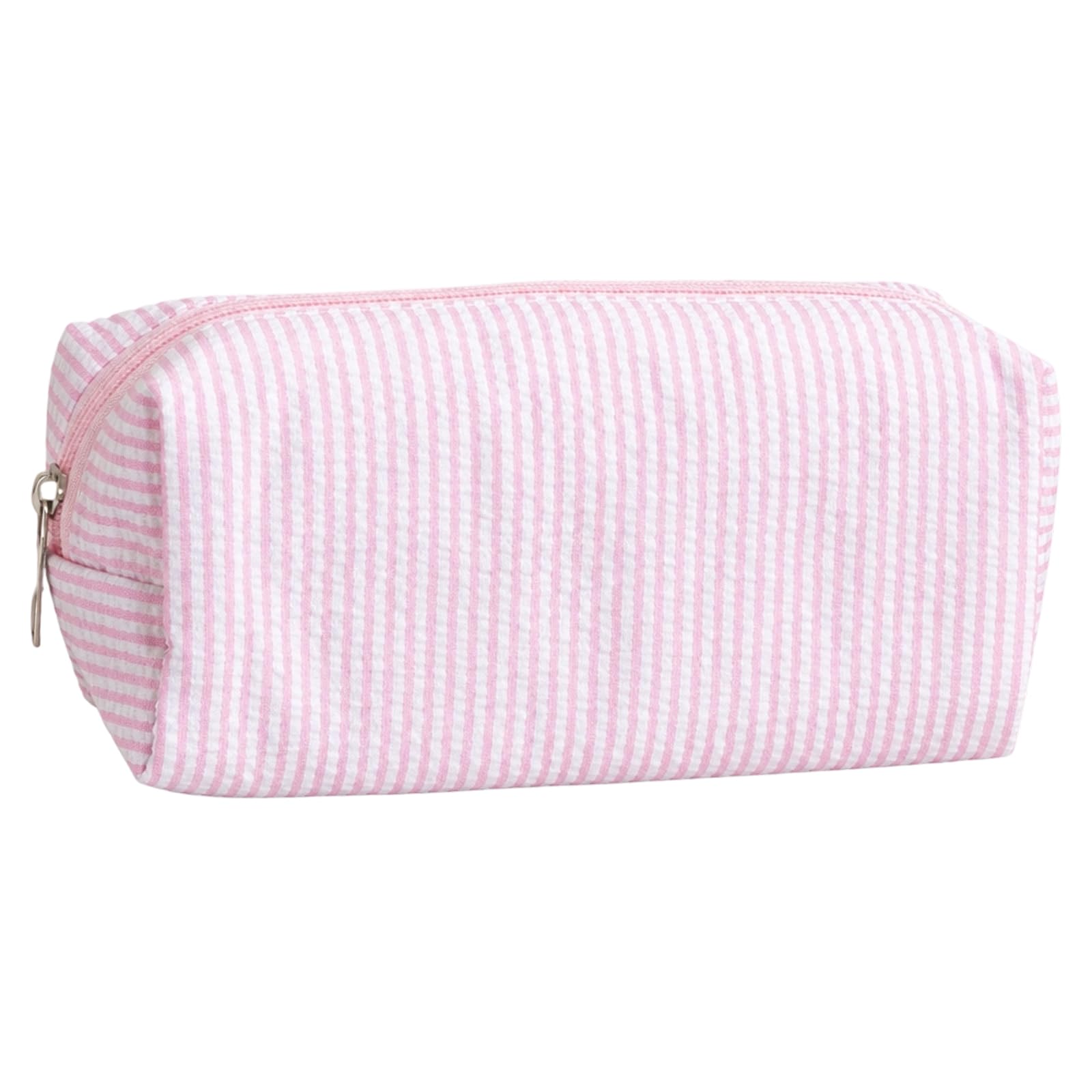 RJFUJP Pink Pencil Case, Cute Pencil Case for School Stationery Organization, Daily Cosmetic Storage and Travel Toiletry Packing, Pink White Striped Pencil Box for Portable Office Supplies Carrying