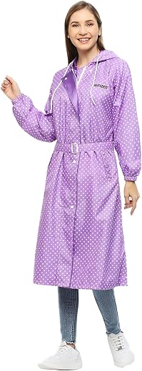 Citizen Polyester Reversible Casual Style Raincoat For Women With Inbuilt Hood,Waist Belt &amp; Matching Carry Pouch|Stylish P...