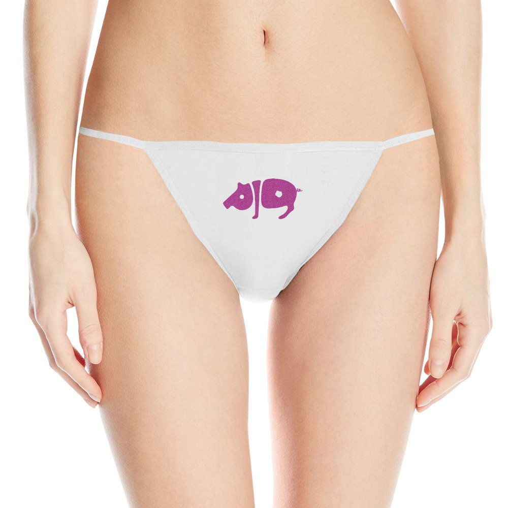 Women's Word Art of Pig Sexy V-String Thong Panty L White Apparel