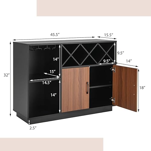 Miniatura 3 de IFANNY Gabinete de buffet con almacenamiento, gabinete de licor con estantes y soportes para vino, buffets y aparadores de madera, armario de