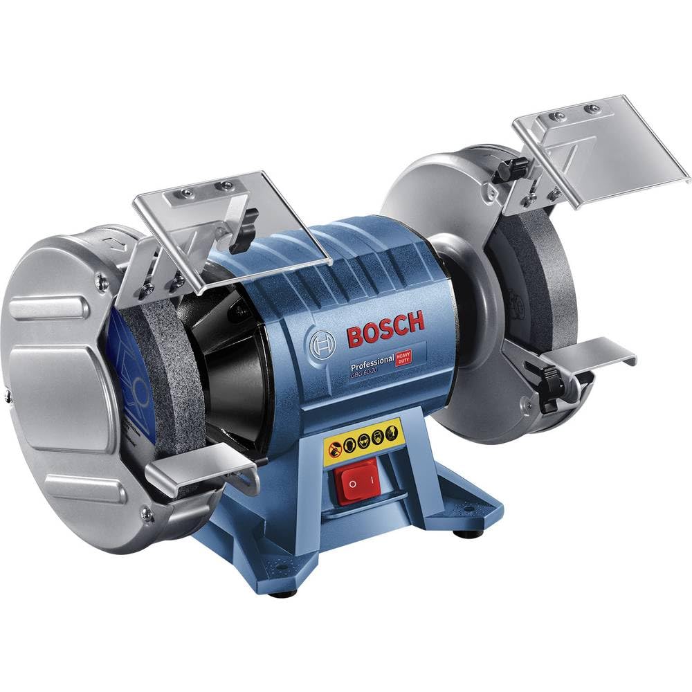 Bosch Professional esmeriladora doble GBG 60-20 (potencia 600 vatios, Ø disco de esmerilar 200 mm, velocidad en vacío 3600 rpm, incl. 2 discos de esmerilar de grano normal)