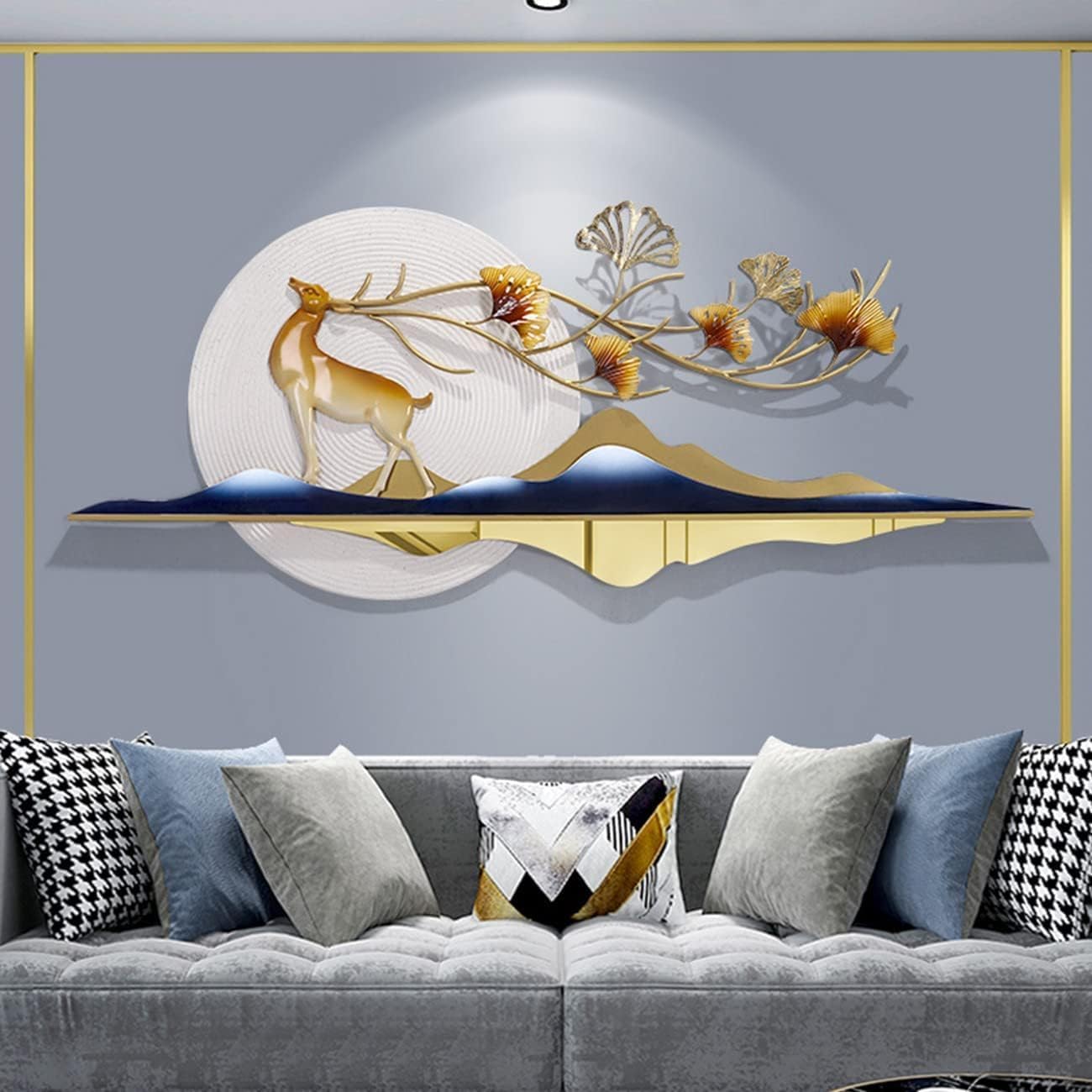 FAB Home DECORN Large Metal Wall Art for Home dcor, Wall dcor, Living Room, Drawing Room Winter Deer 54 x 22 Inches,-image-39