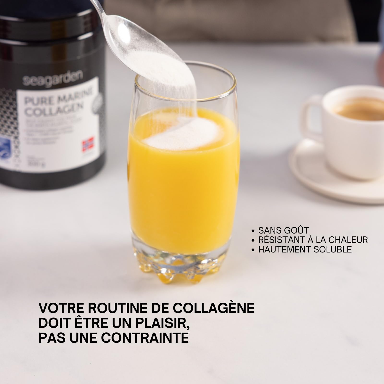Seagarden Collagène marin en poudre pur Type I -Pour les articulations, les Os, les Muscles, la Peau - Pre Workout Booster Puissant - Non aromatisé - 300g 2 mois (Sans saveur)