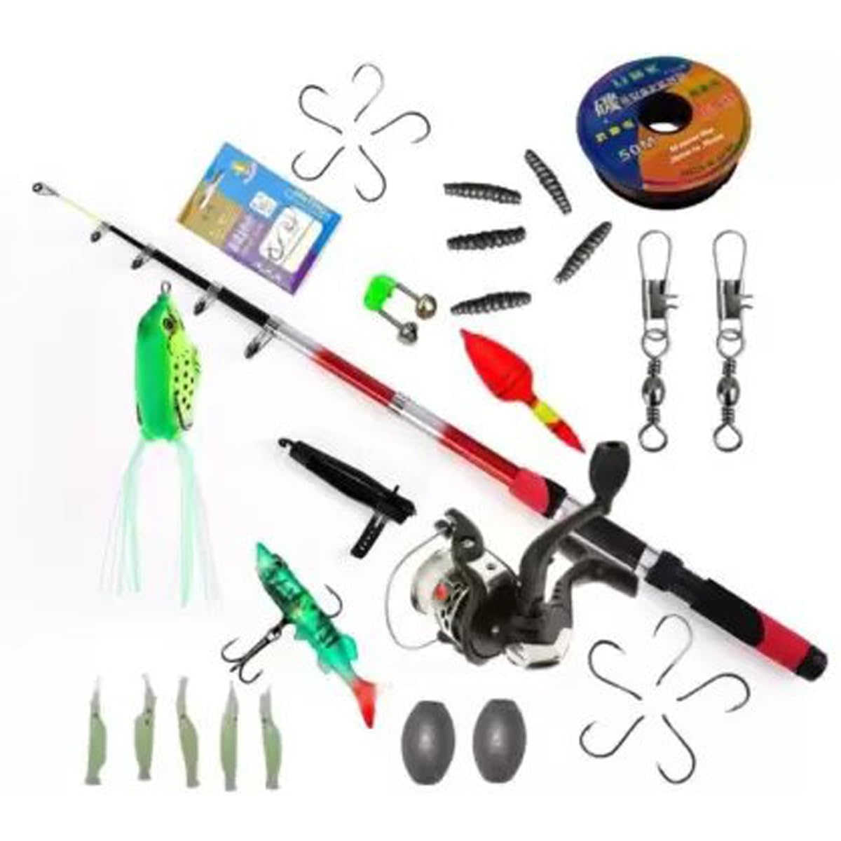 6 Feet Fishing Spinning Rod,Reel,Accessories Complete Kit (Beginners kit)-image-7