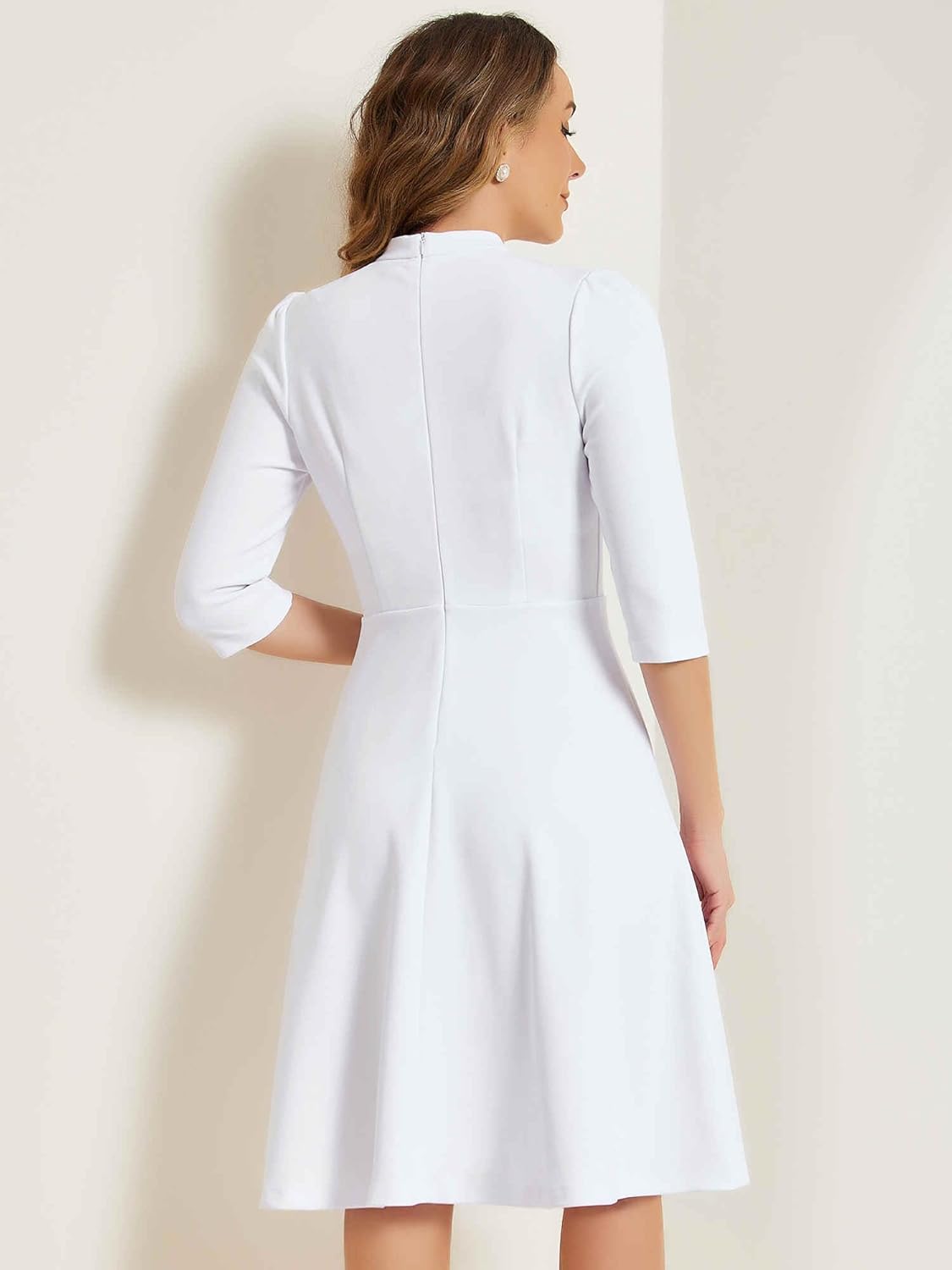 Allegra K Work Dresses for Women 2025 Vintage 3/4 Sleeve Church Semi Formal Fit and Flare Dress - Image 2