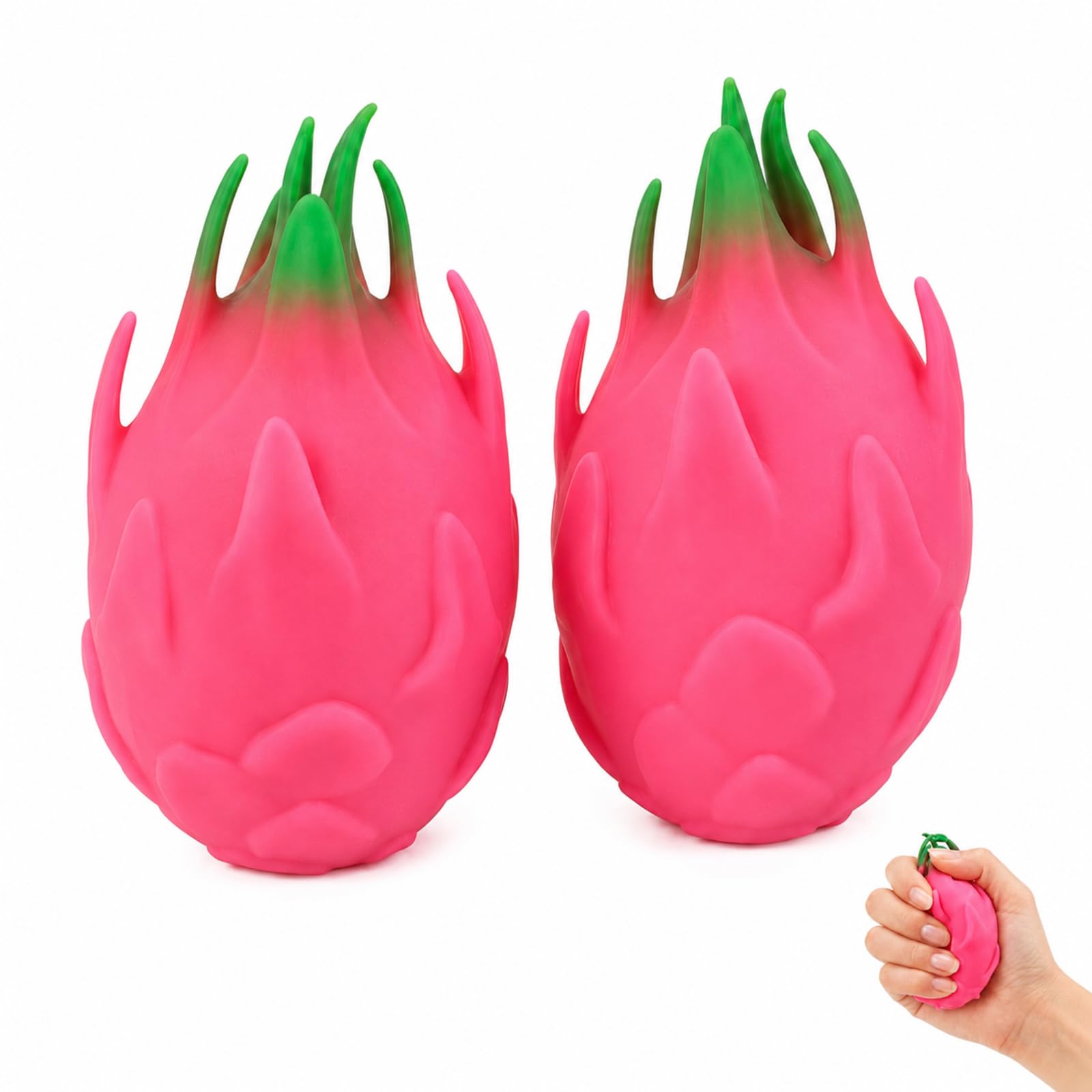 2 PCS Dragon Fruit Squishy, Jumbo Fruit Squishies for Stress Relief and Focus Enhancement, Soft Slow-Rebound Sensory Desktop Decor for Office and Home Use, Large Dragon Fruit Design Squishies for Offi
