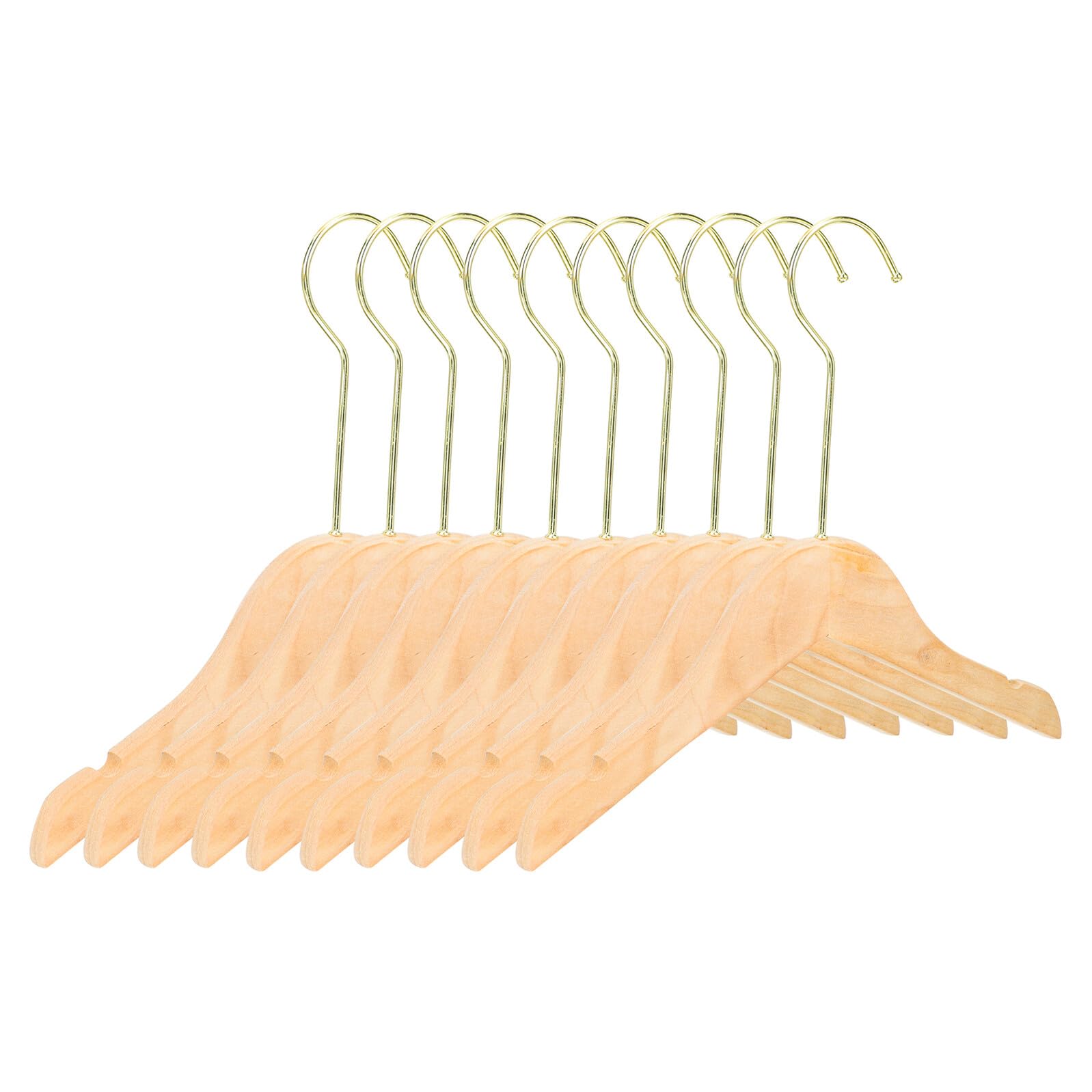Baluue Perchas de Madera Dorada para Ropa Infantil Seguras y Convenientes, 10 Unidades para Colgar Ropa de Niños Hogar Diseño Clásico y Resistente