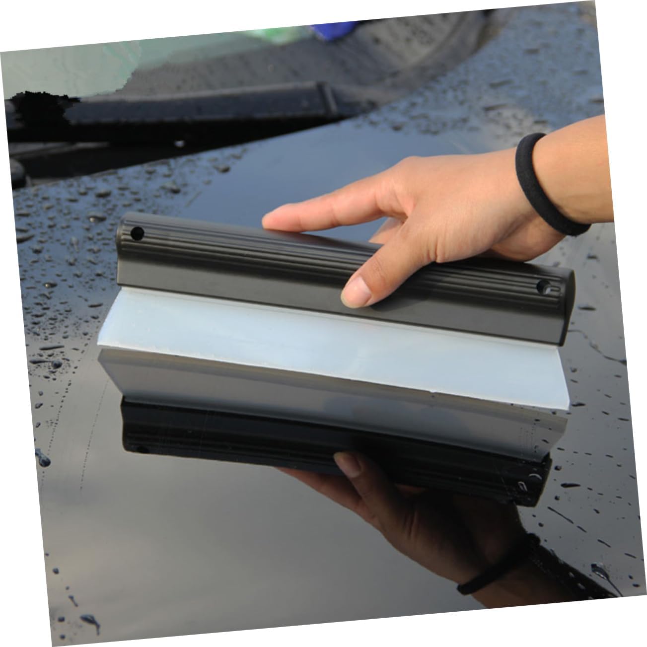 DECHOUS Silicone Window Squeegee for Cars – 12-inch Glass Cleaning Tool Ergonomic Handle for Windshield and Bathroom Use