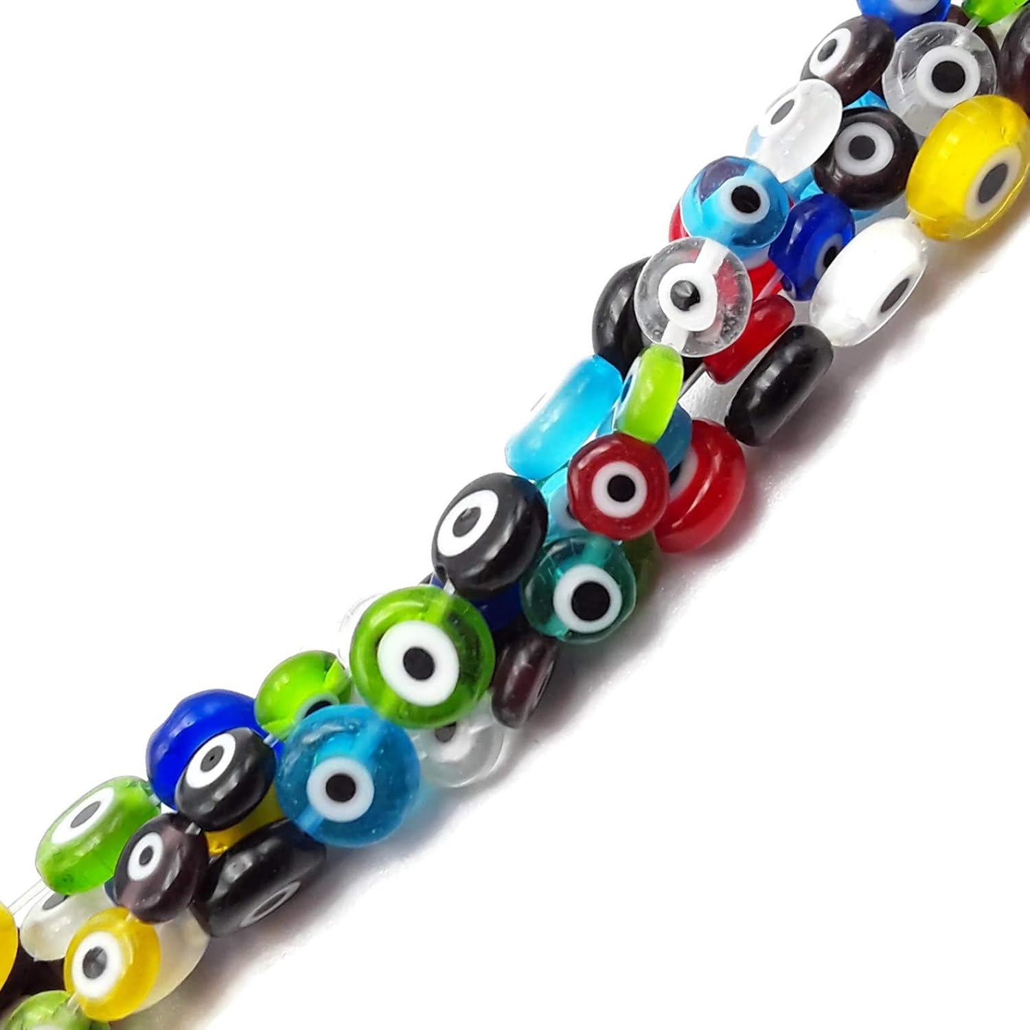 JM Design Multi-Color Evil Eye Glass Coin Discs Beads Size 6mm 15.5 Strand for Jewelry Making
