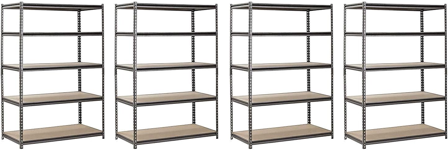 Muscle Rack UR482472PB5PAZ-SV Silver Vein Steel Storage Rack, 5 Adjustable Shelves, 4000 lb. Capacity, 72" Height x 48" Width x 24" Depth (Pack of 4)