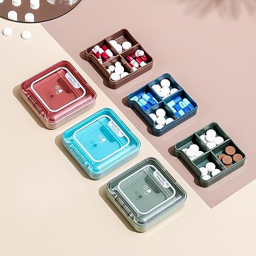 Miniatura 4 de Pastillero de viaje de 3 piezas con 4 compartimentos a prueba de humedad, pequeño pastillero para bolsillo, pastillero diario, pastillero portátil,
