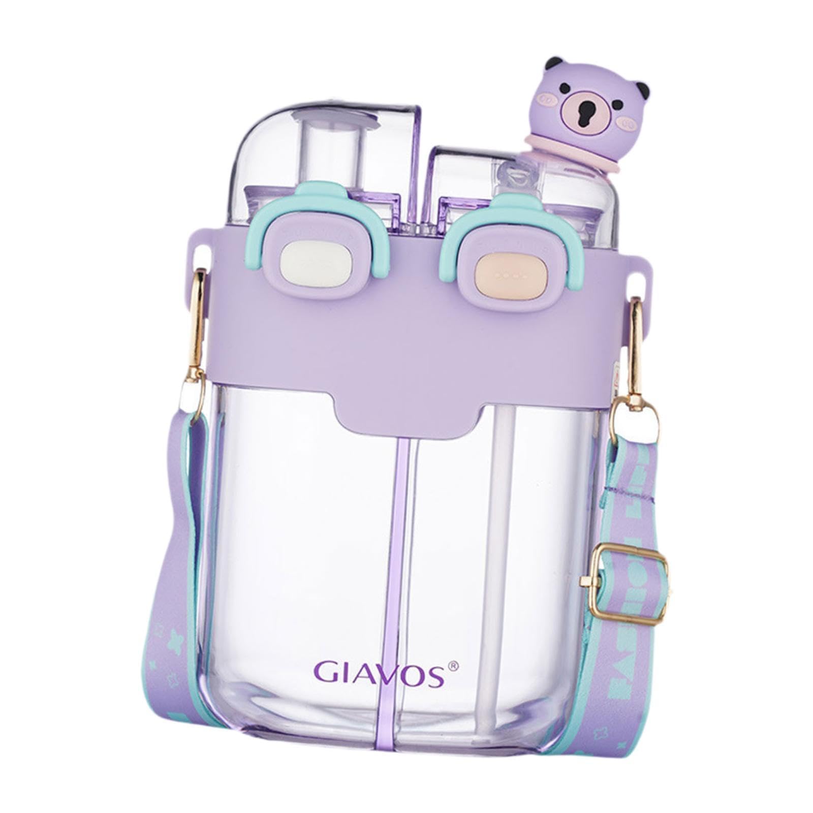 Botella de Agua Portátil de 780 Ml con Dos Opciones de Degustación, Doble Compartimento, a Prueba de Fugas, Diseño Estético Y Apto para Niños Y, Violeta