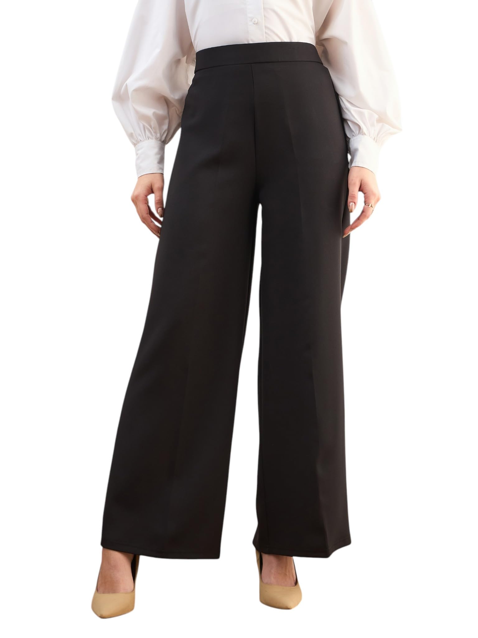SASSAFRAS Women's Elasticated Straight Fit Pants in neutral