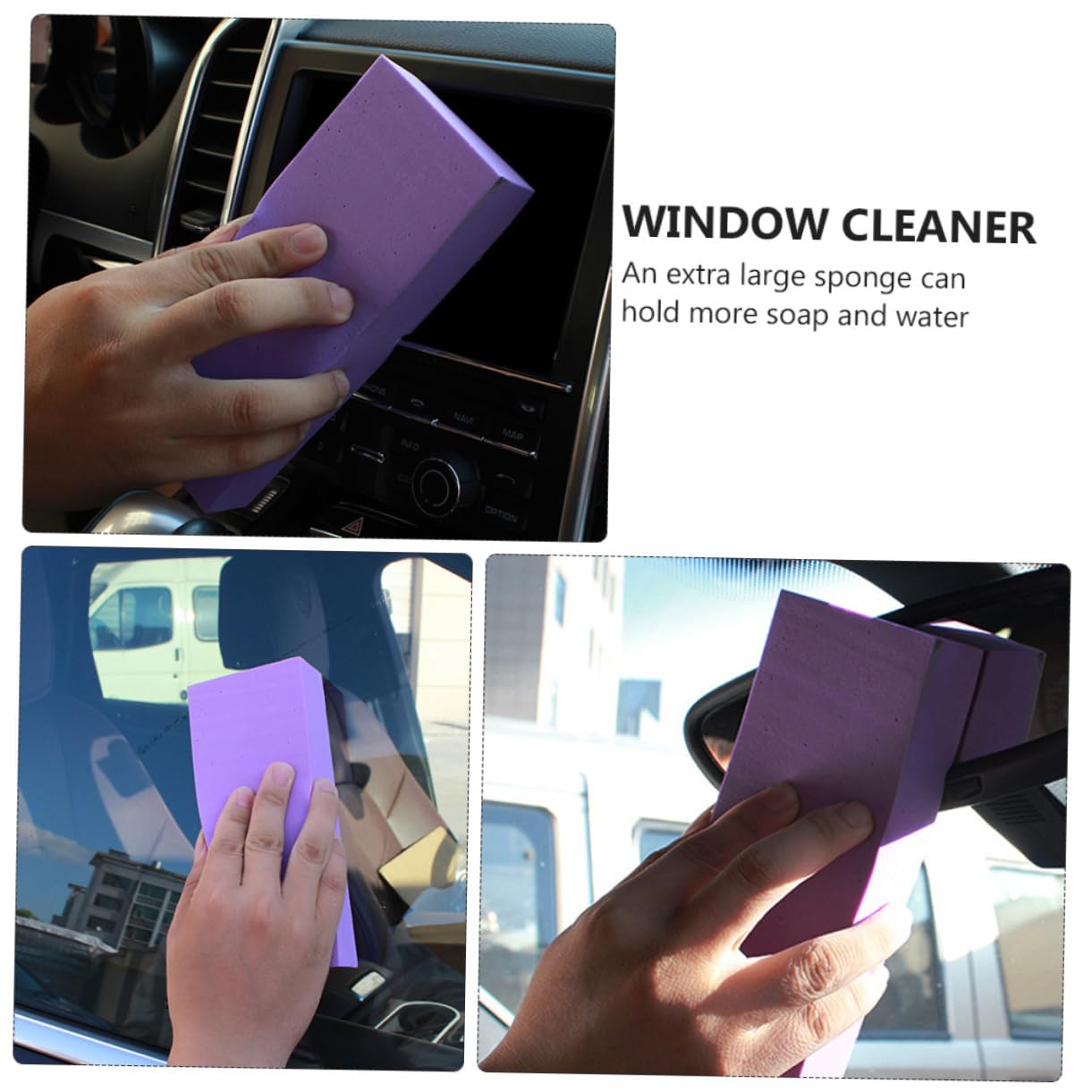 PACKOVE 3 Sätze Autowaschschwamm Schwämme Auto-schrubbschwamm Nass Spender Großer Schwamm Eimer Reinigungsschwamm Autoschwamm Autowaschbürste PVA-Schwamm Fensterputzer Violet 2 Stück * 3
