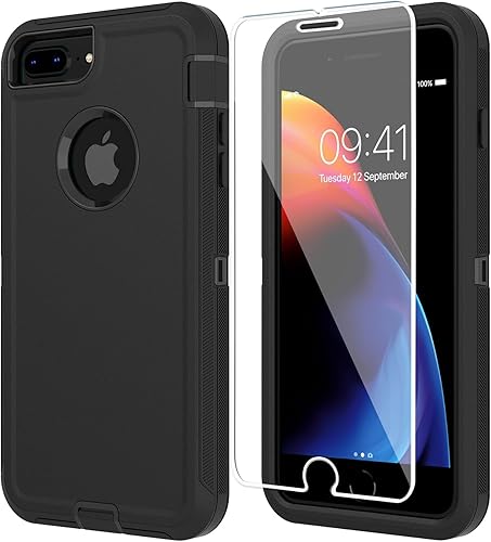 ONOLA Funda compatible con iPhone 87 Plus con protector de pantalla, 2 en 1, funda de protección resistente (negro)