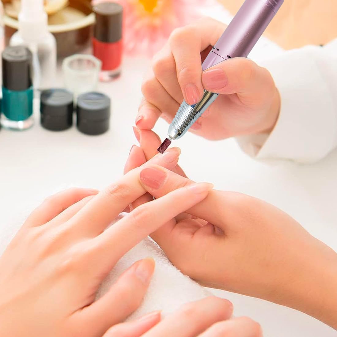 Mediawave Store - Mini Fresa per Unghie Professionale 35000 Giri, Portatile, Ricaricabile, Mini Fresa No Fili, Rimozione Gel/Smalto, Kit 6 Punte, Lima Elettrica Manicure e Pedicure, Mini Fresa Unghie