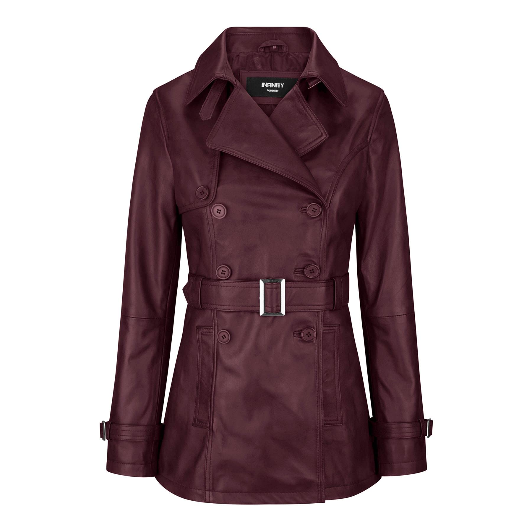 TruClothing Women Superior Leather Biker Jacket Coat Vintage Retro Design - Burgundy 4XL