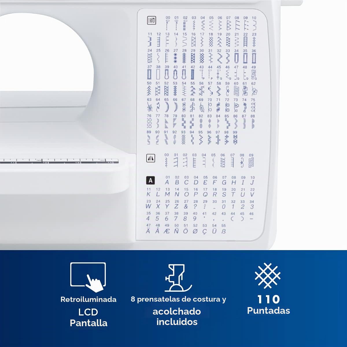 Sewing Machine,Handheld Sewing Machine Household Quick Repairing Tool Portable with Free Sewing Knit Handy Sewing Machine | 165 puntadas integradas, pantalla LCD, mesa ancha, 8 prensatelas incluidos