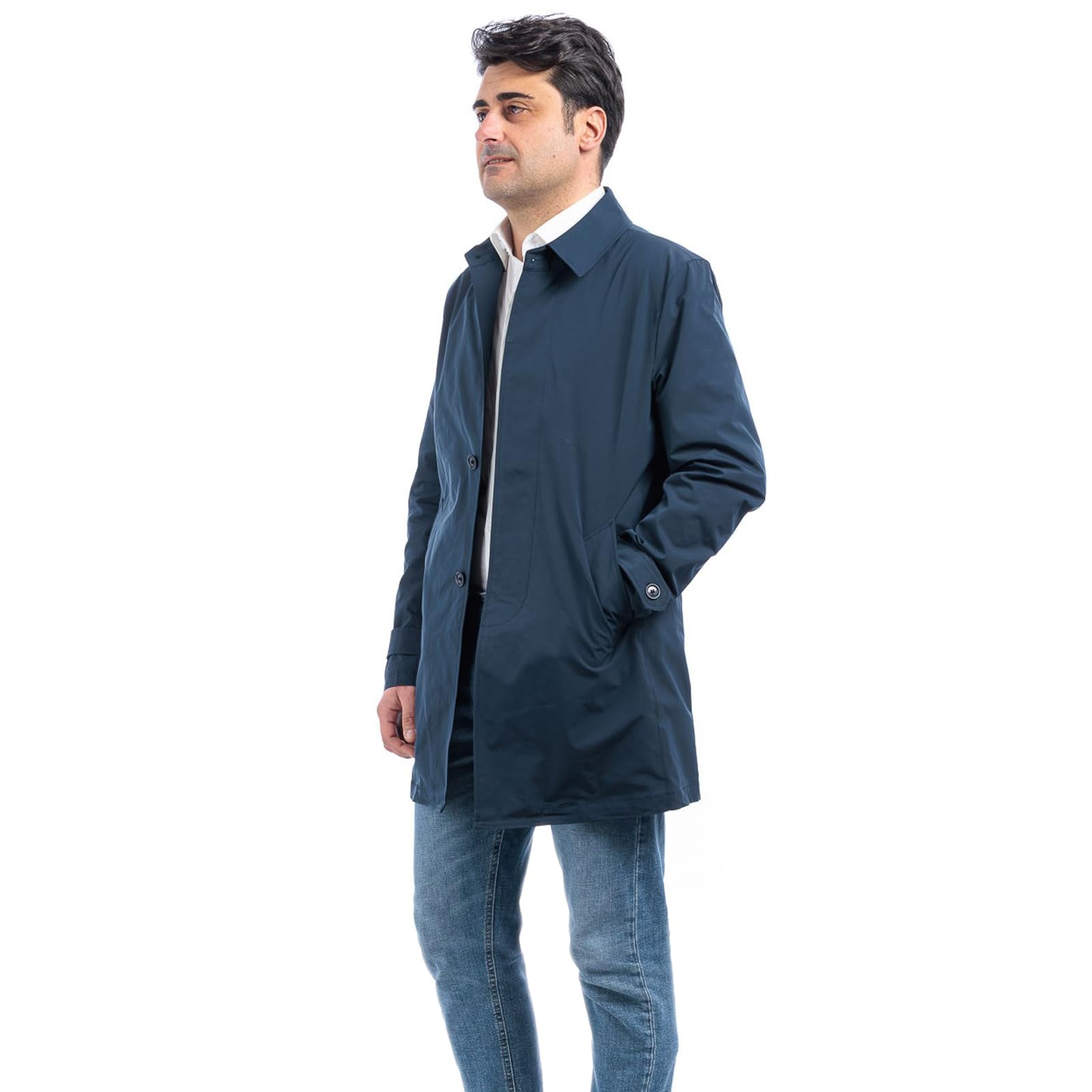 Trench Sartoriale Uomo Primaverile Cappotto Impermeabile Soprabito Estivo Leggero Elegante Cappottino Lungo Colletto Classico Stile Casual