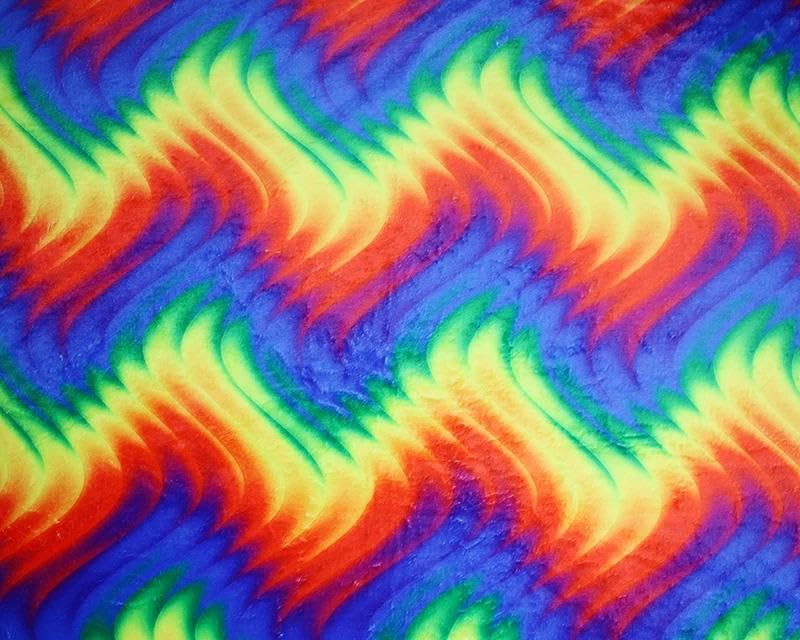 Tissu polaire super doux arc-en-ciel imprimé vagues au mètre pour couture plaid