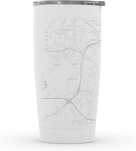 Vista 367 de Well Told Vaso de café aislado con diseño de mapa de Nueva York grabado, taza de acero inoxidable grabada (20 onzas, negro) con aislamiento de mapa