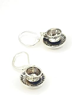 Antiqued Pewter Coffee or Tea Cup Earrings