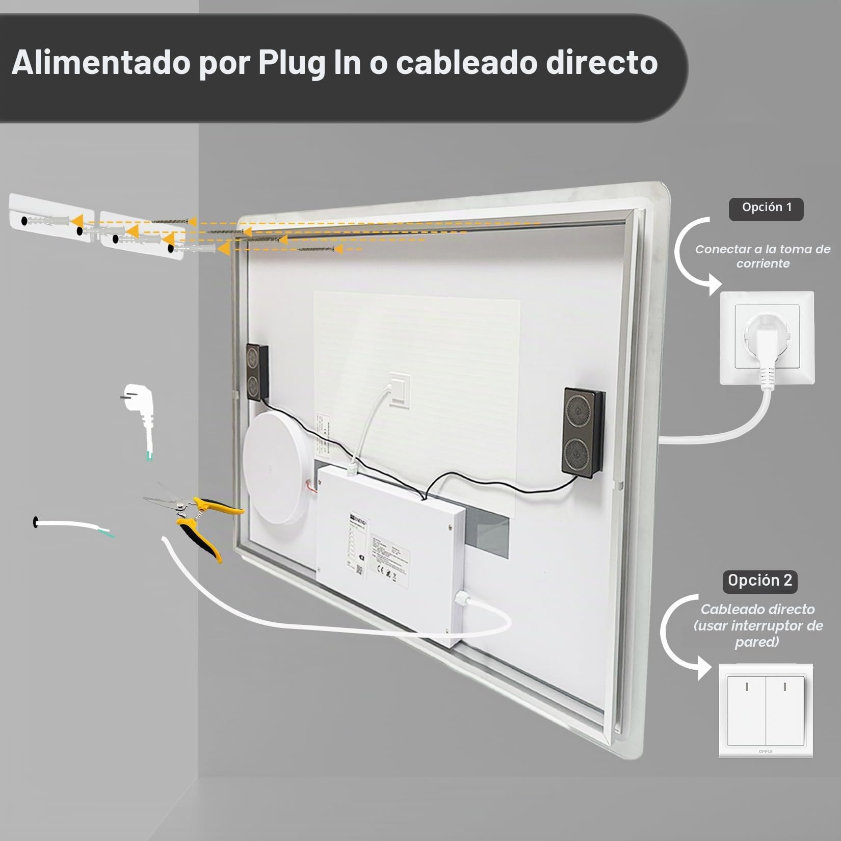 LUVODI Espejo de Baño Pared Bluetooth 100x70 cm con 3X Aumento Luz LED Retroiluminado Espejo Baño Grande Moderno con Interruptor Táctil Función Antivaho Memoria, Impermeable, CRI>97,CE