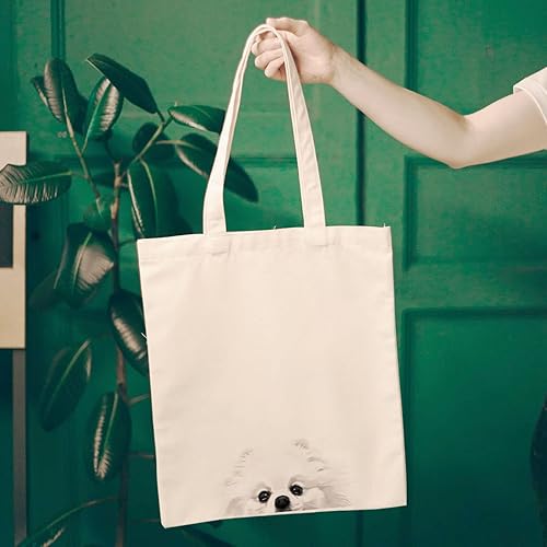 Vista 136 de WIRESTER Bolsa de lona para mujeres y niñas, bolsa de playa, comestibles y viajes, lindo perro