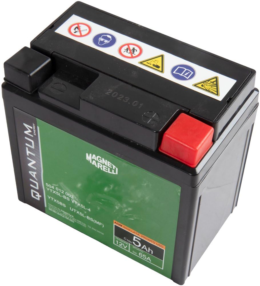 Magneti Marelli Batteria Quantum 5Ah AGM 65A Sigillata | Batteria Moto 12V Precaricata | Tecnologia AGM Senza Manutenzione Per Avviamento Affidabile E Prestazioni Costanti