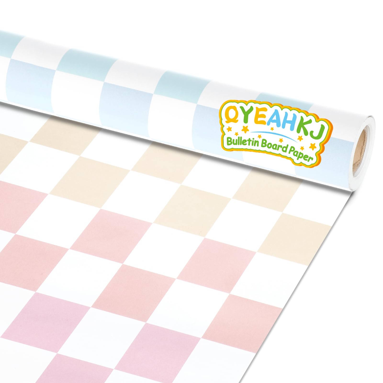 Pastel Rainbow Checkered Bulletin Board Paper Roll Colorful Bulletin Board Background Paper Back to School Classroom Decor Poster for Art Craft DIY Projects Home Office Party Supplies 17.7in x 20ft