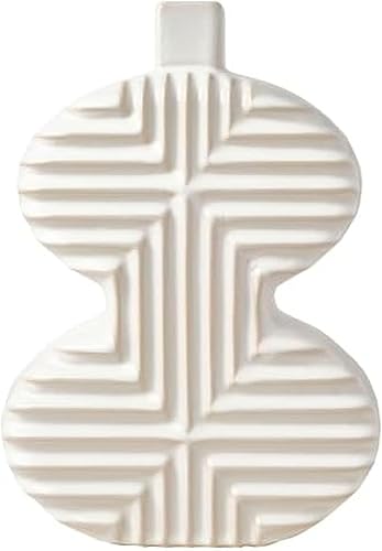 Miniatura 7 de Mikasa Jarrón cuadrado geométrico de cerámica de cerámica, 8.43x2.44x8.35 pulgadas