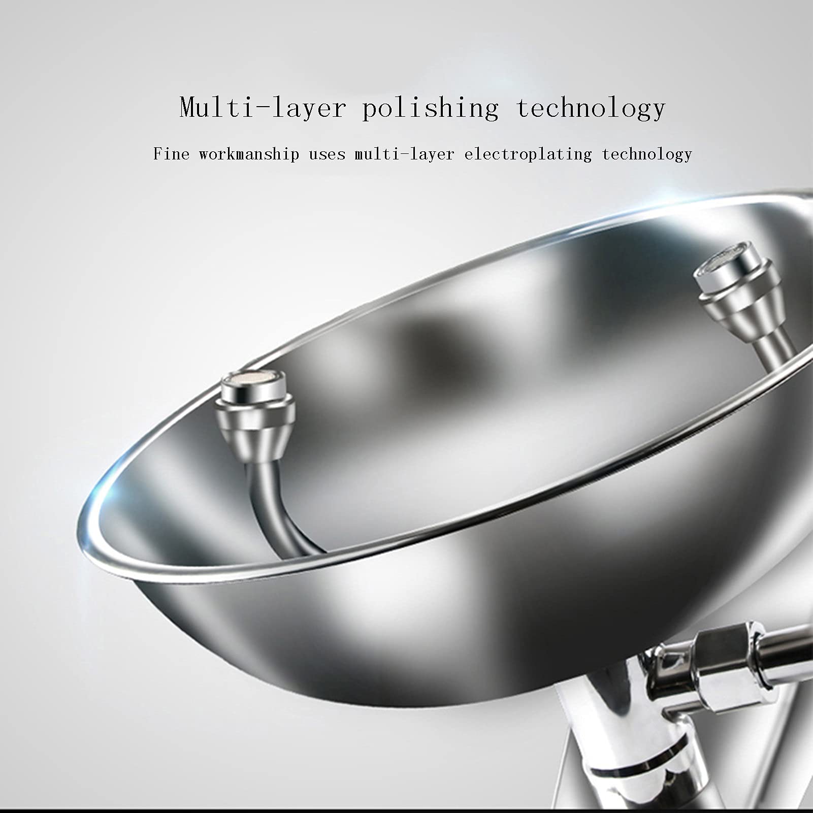 Station de Lavage oculaire Murale en Acier Inoxydable, avec Double Jet et Fonctionnement Mains Libres.