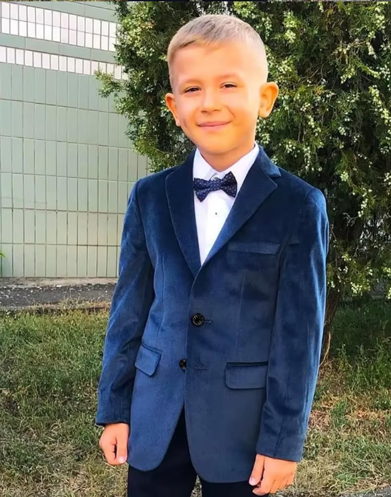 VENNYNG Boys Velvet Suit Blazer Two Button Slim Fit Formal Sports Coats Tuxedo Jacket for Kids Wedding Christams
